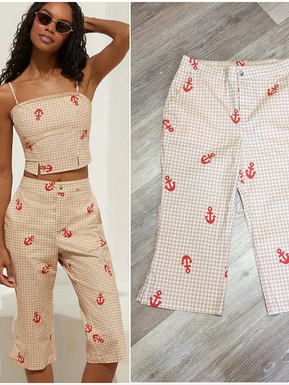 Celandine Anthropologie anchor sunset trousers pants bottoms Capri Crop Size XS